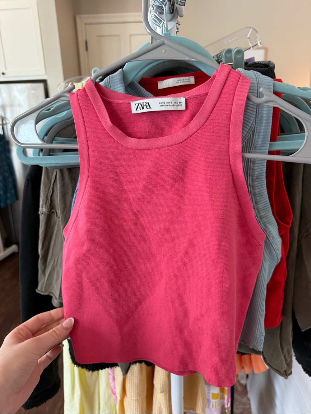 ZARA Pink Ribbed Crewneck Tank